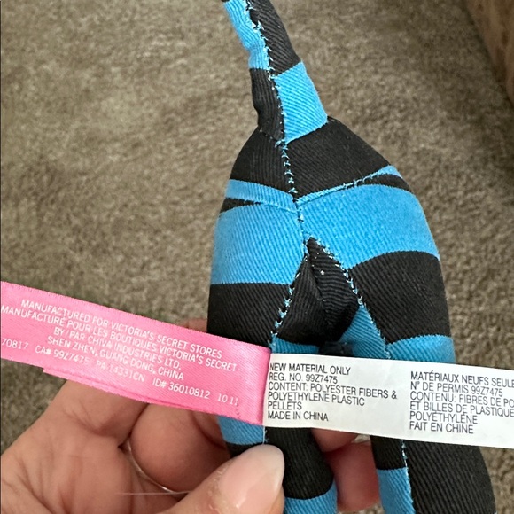 PINK Victoria's Secret Blue and Black Striped Plush 2011 - Picture 4 of 5
